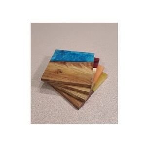 Posavasos de piedra de madera y resina para color verde y amarillo para oficina de forma cuadrada y uso doméstico al mejor precio - Product Image 5