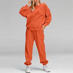 Custom Logo Ladies <b>Jogger</b> <b>Women's</b> Winter Sport Track Suits Solid Pattern Two-Piece Set Fitness Clothing Full Length Sweat Suits - Product Image 1