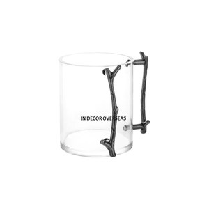 Nouvellement Arrivée Haute En Demande Transparent Verre Clair Fait Verres Tasse Avec Des Poignées En Métal Enduit De Poudre De Couleur Noire De Inde - Product Image 1