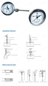 Termómetro Industrial Bimetálico de 4 Pulgadas (100 mm), Acero Inoxidable 304, Montaje Inferior, 0-100 °C, Vástago de 150 mm, 1/2 NPT, IP55, Reinicio Externo a Cero, Medidor de Temperatura para HVAC - Product Image 5
