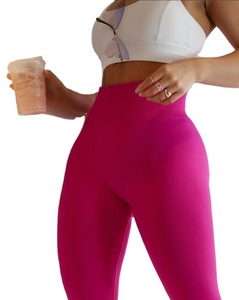 โลโก้ที่กําหนดเองขายร้อนกีฬาผู้หญิงยิมสวมใส่ V รูปร่างกางเกงขายาวเอวสูงกางเกงโยคะไม่มีรอยต่อ Scrunch ก้นยกกางเกงขายาวสําหรับฟิตเนส - Product Image 2