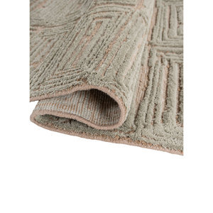 พรมอะคริลิคสีเบจและสีน้ำตาลถักมือ Aprezo ลายเรขาคณิตและลวดลายนามธรรมสไตล์โบโฮ สำหรับบ้านและทางเดิน-Akar-1045 สำหรับห้องวัยรุ่น - Product Image 2