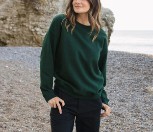 Sweat-shirt pour femme en gros, surdimensionné, manches longues, personnalisé, de haute qualité, 100% coton, molleton lourd, 420 GSM, épaules tombantes - Product Image 2