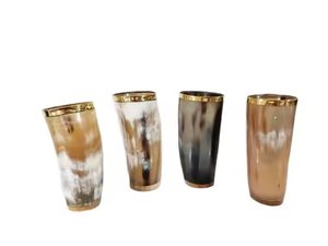 Verre à liqueur en corne de boeuf de buffle naturel fabriqué à la main Viking tasse à corne à boire par Crescent Crafts - Product Image 2