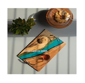 Madera de mango de Acacia marrón con tablero de resina azul y marrón Tabla de cortar de queso con logotipo personalizado de mayor calidad para restaurante a bajo costo - Product Image 2