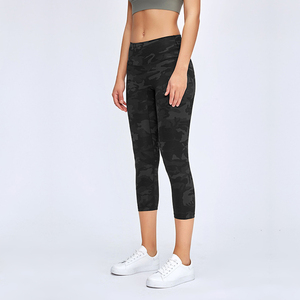 Women Clothing High Waist Gym Fitness Drawstring Quick Dry Camouflage <b>Capri</b> Yoga <b>Legging</b> Custom Spandex Polyester Material Woman - Product Image 2