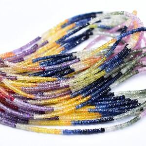 Multi Sapphire Beads Strand Faceted Cutting Rondelle Shape Natural Loose Stone Beads IGI Certified Wholesale Price - Product Image 2