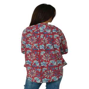 เสื้อโบฮีเมียนผ้าฝ้ายสำหรับผู้หญิงเสื้อพิมพ์ลายบล็อคน้ำหนักเบาเสื้อเชิ้ตสไตล์ฮิปปี้ลำลองแขนยาวฤดูร้อน - Product Image 5