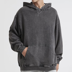 Streetwear Pullover Custom Vintage Washed Oversized <b>Black</b> Hoodie Unisex Casual Long Sleeve Kangaroo Pocket Soft Cotton Hoodie - Product Image 4