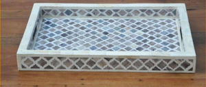 Bandeja de incrustaciones de hueso de lujo 2025, bandeja de servicio rectangular hecha a mano India elegante y decorativa, precio directo de fábrica - Product Image 3