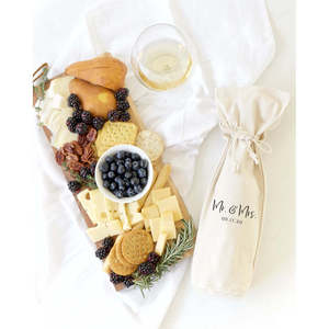 Mr. & Mrs. Personalized Date Cotton Canvas <b>Wine</b> <b>Bag</b> for Gift Giving - Product Image 3
