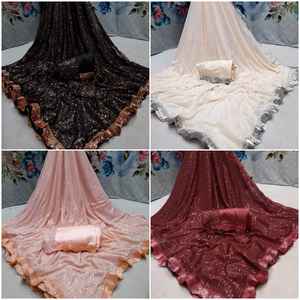 Vêtements ethniques indiens aux couleurs étonnantes, best-seller, chemisier en georgette avec broderie séquentielle au taux le plus bas - Product Image 3