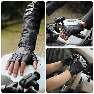 Durable Leather <b>Fingerless</b> <b>Gloves</b> for Weightlifting and Outdoor Sports Strong Grip Design - Product Image 6