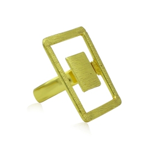 Romantic Vintage Geometric Statement <b>Ring</b> Fashionable Brass Gold Plated Inlay Stylish Unisex Jewelry for Gift - Product Image 2