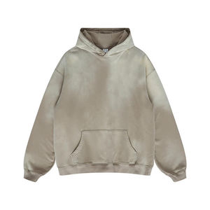 Sweat à capuche lavé à l'acide 100% coton de haute qualité pour hommes série High Street teinte unie hiver vieux pull Look à capuche - Product Image 4