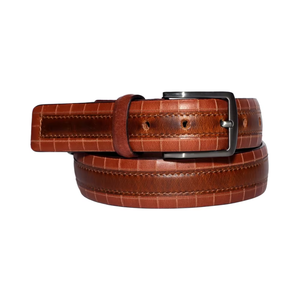 เข็มขัดโปโลของผู้ชายทำด้วยมือหนังแท้แบบแยกส่วนออกแบบโลโก้ได้ตามต้องการ - Product Image 1