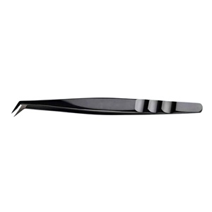 Eyelash Tweezers Curved Black <b>Powder</b> Coated & Tip Rose Gold <b>Titanium</b> Coated Custom Fiber Tip Lash Extension Tweezers - Product Image 6