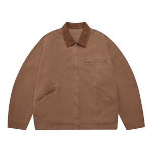 Vêtement de travail haut de gamme Logo personnalisé Taille plus grande Tricoté Couleur contrastée Veste bomber en toile de coton pour homme Fermeture éclair Hiver - Product Image 2
