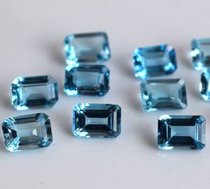 Topacio Azul Suizo Natural, Corte Octogonal, 4x6 mm, Facetado - Topacio Azul Suizo Suelto, Corte Octogonal - Product Image 1