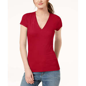 Inc International Concepts Top da donna a costine con scollo a V rosso taglia L - Product Image 1