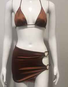 Conjunto de Bikini Personalizable con Micro Bra, Estampados de Frutas, Animales y Lisos, Decoraciones de Encaje con Pedrería, Logotipo en la Parte Delantera de la Cintura - Product Image 6