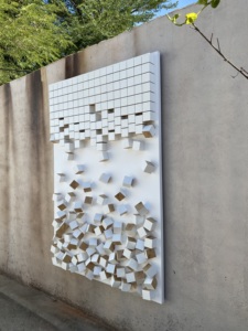 Pintura decorativa de bloque de madera moderna hecha a mano, diseño abstracto de lujo, sala de estar, boda, cumpleaños, verde, elegante, arte de pared 3D - Product Image 4