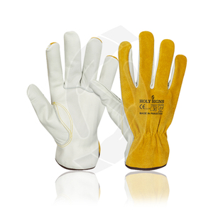 Custom Company Stamp Guantes de trabajo de conducción para hombres de cuero de vaca Guantes protectores de conductor antiarañazos y antideslizantes para conductores - Product Image 5