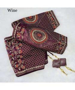 Modest Summer Evening Dress Pakistani Salwar Kameez for Ladies in Red Satin Design Fork Style Sharara Suit Three Piece Dupatta - Product Image 5