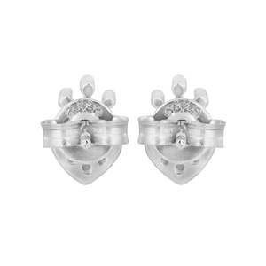 NOVAMART Fine Zarkan Crown Heart Silver <b>Stud</b> <b>Earrings</b> Zircon Pearl Diamond Trendy Religious Cute Style Gold Rhodium Plated for P - Product Image 4