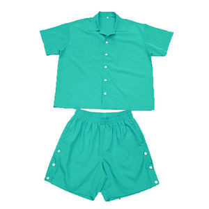 Camiseta de talla grande con logotipo gráfico personalizado para hombre, traje corto a presión con botones laterales, conjunto de camisetas y pantalones cortos, chándal liso en blanco de verano - Product Image 5