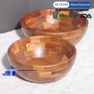 ชามไม้อะคาเซียธรรมชาติชามสลัดขนาดใหญ่สำหรับเสิร์ฟและอุปกรณ์ครัวจากเวียดนาม - Product Image 6