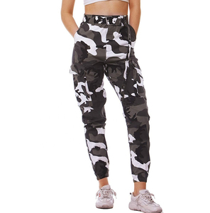 Pantalones de chándal de algodón con estampado de camuflaje y logotipo personalizado OEM, pantalones de chándal informales con estampado de camuflaje para mujer - Product Image 2