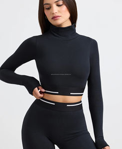 เสื้อครอปแขนยาวสำหรับผู้หญิงเสื้อฟิตเนสโยคะแขนยาวยืดได้สี่ทิศทางระบายอากาศได้น้ำหนักเบา - Product Image 3