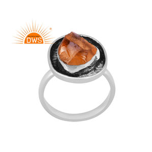 แหวนเรียงซ้อนพลอยซิทรีนหยาบทำด้วยมือเงินสเตอร์ลิงธรรมชาติเครื่องประดับแบบสั่งทำสำหรับผู้หญิงของขวัญสำหรับผู้หญิงสำหรับเธอ - Product Image 1