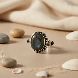 Vintage <b>925</b> <b>Silver</b> <b>Ring</b> with Natural Stone Bezel Setting Unisex Gemstone Statement Jewelry Everyday Wear - Product Image 1