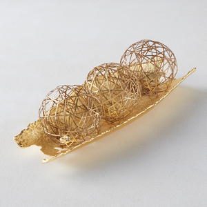 ชามโลหะสำหรับตกแต่งและเสิร์ฟพร้อมที่จับใบไม้สำหรับตกแต่งห้องครัวและบนโต๊ะ - Product Image 4