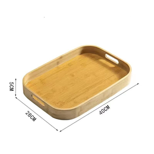 Bandeja de Servicio de Té Rectangular Moderna de Madera Maciza, Bandeja de Desayuno para Comida y Café, con Asas Fáciles de Sostener, Bandejas de Almacenamiento Grandes de Bambú - Product Image 6