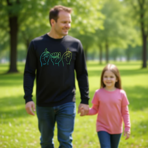 Camiseta de manga larga con gesto de mano de papá sordomudo en lenguaje de señas americano (ASL), regalo promocional para el Día del Padre - Product Image 2