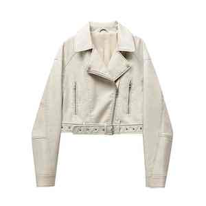 2025 femmes Vintage rétro Moto motard manteau ample Pu Faux cuir veste courte fermeture éclair ceinture coton rempli Streetwear vêtements d'extérieur hauts - Product Image 5