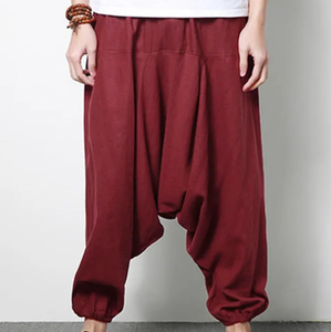 Pantalon de jogging décontracté pour homme, taille plus, uni, en polyester, pour l'hiver, jambe large, entrejambe tombant, taille élastique, respirant - Product Image 2