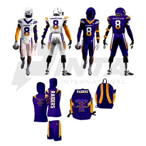 Uniformes de fútbol americano de sarga de aparejos de diseño personalizado, uniforme de fútbol americano transpirable con número de nombre personalizado y logotipo del equipo - Product Image 1