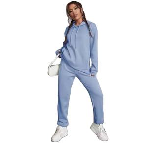 Vente en gros Ensemble sweat à capuche 100% coton OEM pour femmes Combinaison de jogging surdimensionnée à coupe ample et épaisse Combinaison unie et respirante - Product Image 3