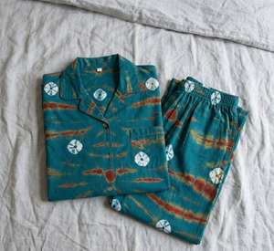 <b>Women's</b> Night Wear Pajama <b>Set</b> 100% Cotton Woven Fabric Spring Pink Rabbit Green Heart Hand Drawn Print Summer Casual - Product Image 3