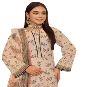 Hameed VOL Maya ชุดสูทสามชิ้นสำหรับผู้หญิงชุดกระโปรงแมกซี่ปักลายสำหรับสนามหญ้าปากีสถาน - Product Image 1