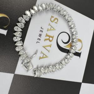 IGI Certified Luxury Cuban Link Customized Pear Shape Diamond Bracelet Customized 925 <b>Silver</b> Hip Hop Bracelet <b>for</b> Women <b>Men</b> - Product Image 1