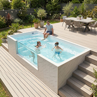 Piscine hors sol en fibre de verre avec cascade, certifiée CE, pour zones en pente, usage commercial et familial dans les jardins.