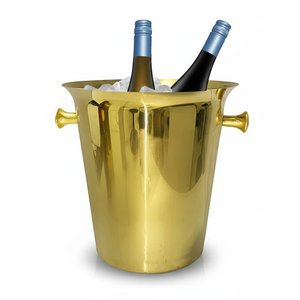 Seau à glace isotherme en acier inoxydable double paroi plaqué or de qualité supérieure avec poignées – Idéal pour les fêtes, la maison et les bars – Durable et écoresponsable - Product Image 1