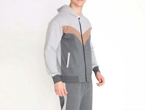Custom <b>Oversized</b> Color Blocked Full Zip Up Hoodie and <b>Sweatpants</b> Set Jogging Suit Sweatsuit Tech Fleece Tracksuit for Men - Product Image 6