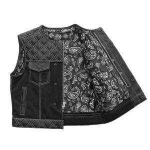 Gilet de club pour homme en denim et cuir, gilet de moto avec rembourrage en diamant et poches pour armes à feu, vêtements de sport pour adultes pour la conduite - Product Image 5