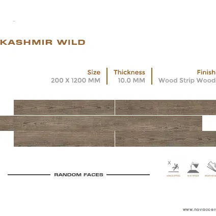 Piastrelle in legno di qualità Premium in legno di porcellana 200x1200mm aspetto tavola in "Kashmir Wild" per il progetto commerciale di Novac